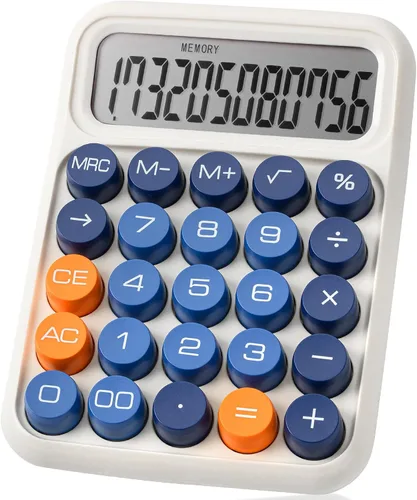 Vista 20 de Mr. Pen - Calculadora con interruptor mecánico, 12 dígitos, pantalla LCD grande, calculadora azul con botones grandes, suministros para el regreso