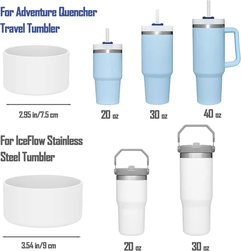Vista 2 de 2 fundas de silicona para vaso Stanley de 30 onzas con asa, accesorios de taza para Quencher de 40 onzas e IceFlow de 20 onzas, reduce el ruido