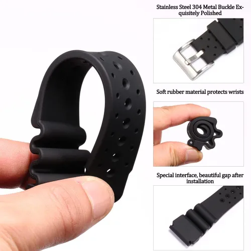Vista 4 de Correa de reloj de silicona de 0.945 in compatible con Citizen Hyper Aqualand Duplex Promaster correa de buceo para hombre, pulsera deportiva