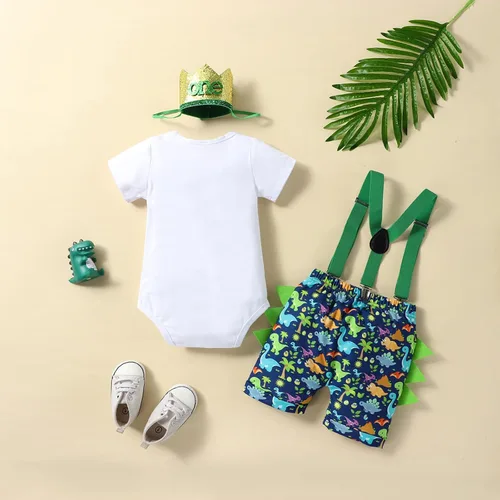 Vista 33 de Ropa divertida para el primer cumpleaños para bebé, ropa para bebé, con corbatín, mameluco, pantalones, conjunto de tirantes, trajes de pastel