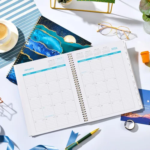 Vista 7 de Agenda mensual 2026, calendario mensual 2026, enero 2026 a diciembre de 2026, 9 x 11 pulgadas, planificador de 12 meses con pestañas y páginas