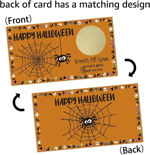 Vista 5 de REWIDPARTY Juego de fiesta de Halloween (32 unidades) - Vales para juegos de fiesta de Halloween, premios de juegos de rifas, suministros