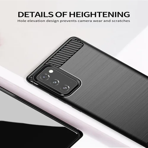 Vista 4 de Funda de teléfono para Galaxy Note 20, Samsung Note 20 SM-N981B SM-N981U, fibra de carbono a prueba de golpes resistente escudo suave TPU