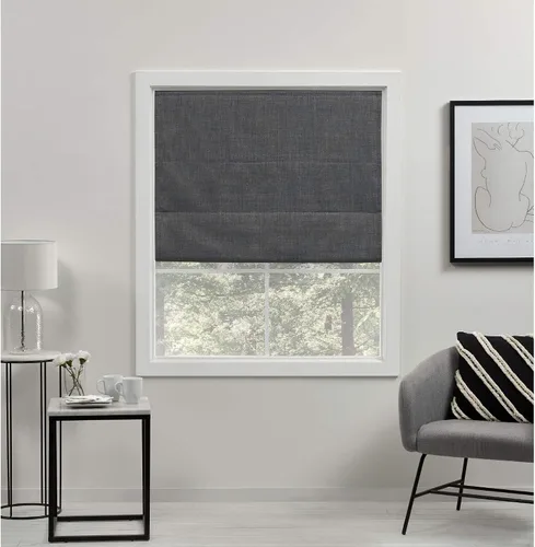 Vista 14 de Exclusive Home - Persiana Acadia 100% blackout de poliéster estilo romana, 23"x64", plata