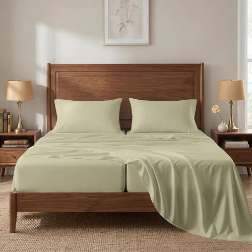 Vista 40 de LANE LINEN Sábanas de cama individual – 450TC algodón peinado de fibra larga de alta calidad, color blanco Soft & Breathable Twin Sheet &
