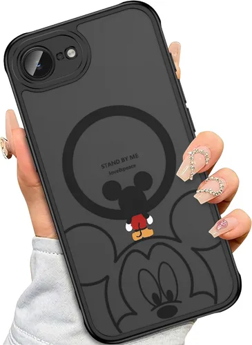 Vista 11 de Funda para iPhone 16 Pro Max [Compatible con MagSafe], diseño bonito, magnético, negro translúcido, mate, con borde de TPU suave y parte trasera