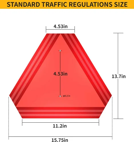 Vista 5 de Letrero triangular de vehículo de movimiento lento para carrito de golf, UTV/ATV/RTV, tractor y equipo de granja, plástico de 14 x 16 pulgadas de 1