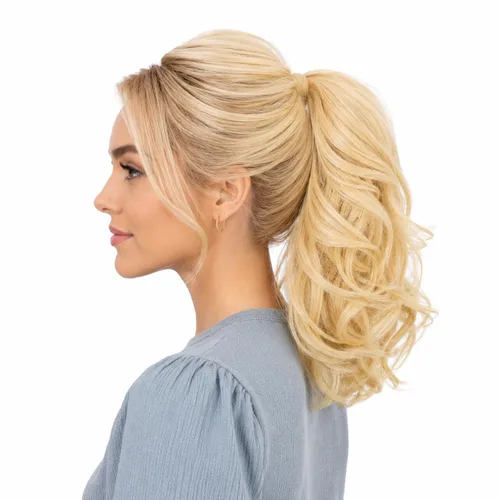 Vista 48 de PRETTYSHOP - Extensión de cabello rizado voluminoso, cola de caballo de 14 pulgadas con clip, resistente al calor