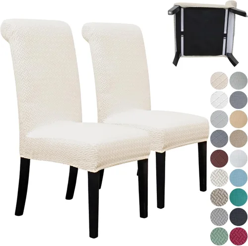 Vista 10 de SPRINGRICO Paquete de 2 fundas para sillas de comedor con cinturón de seguridad, fundas elásticas para sillas Parsons lavables, fundas protectoras