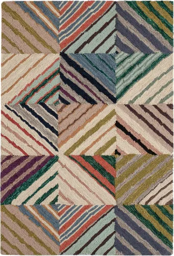 Vista 19 de Dash & Albert Ashmore - Alfombra de lana micro enganchada a múltiples manos, 2 x 3 pies, patrón geométrico multicolor