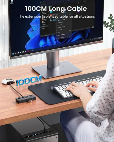 Vista 6 de Aceele Hub USB C, USB C a 4 puertos USB 3.0 Hub con puerto de alimentación tipo C e interruptores individuales de encendido/apagado, divisor USB C