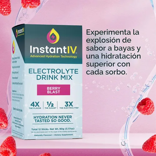 Vista 3 de Polvo de electrolitos – 3 veces electrolitos, 1/2 azúcar con vitamina C, B3, B6, paquetes de electrolitos en polvo para hidratación, recuperación e