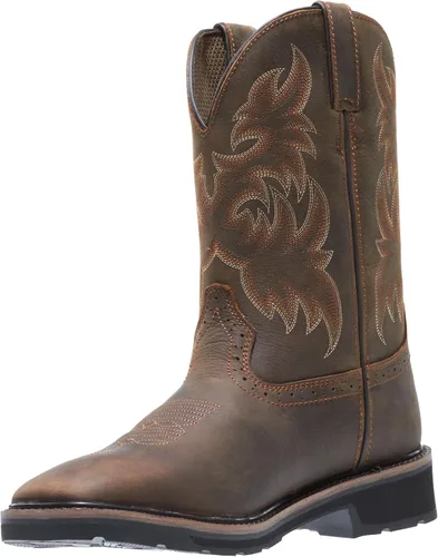 Vista 6 de Wolverine Botas de trabajo Rancher con punta cuadrada de 10 pulgadas para hombre, Marrón
