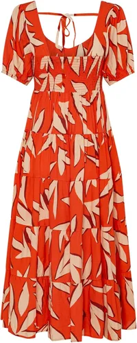 Vista 3 de PRETTYGARDEN Vestidos de verano para mujer, manga abombada, floral, casual, vestidos de verano fruncidos, sin espalda, para playa, vestido largo