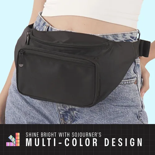 Vista 5 de Riñonera con cinturón - Bolso cruzado de cintura para hombres o mujeres - Riñonera grande impermeable y sin manos para senderismo, correr y viajes
