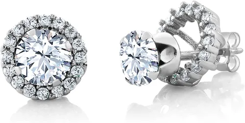 Vista 248 de Gem Stone King Aretes redondos de plata de ley 925 de 0.236 in con piedra natal extraíble para mujer