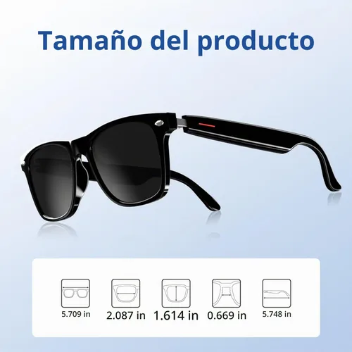 Vista 5 de Lentes inteligentes para hombres y mujeres, lentes de sol Negro-E13