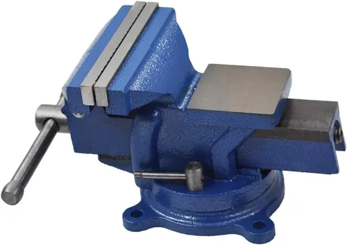 Vista 2 de Tornillo de banco resistente de 4 pulgadas, base giratoria de 360 grados y cabeza con yunque para el hogar, abrazadera para manualidades, pintura