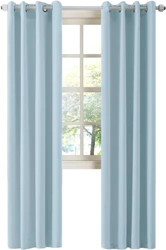 Vista 40 de LA PALMA Cortinas opacas con aislamiento térmico y ojales, para sala de estar, dormitorio, paquete de 2 paneles