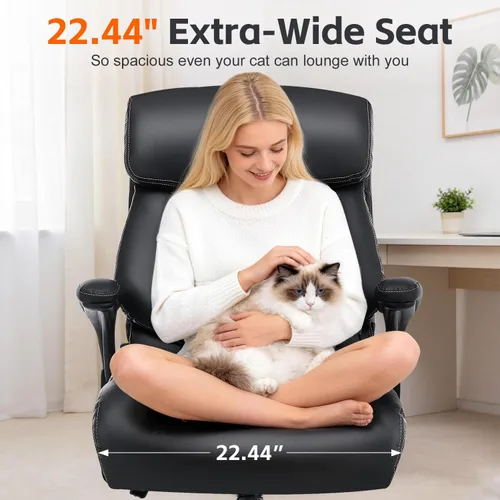 Vista 9 de BOSMILLER Silla de oficina grande y alta, sillas ejecutivas de alta resistencia con soporte lumbar ajustable para dolor de espalda, silla