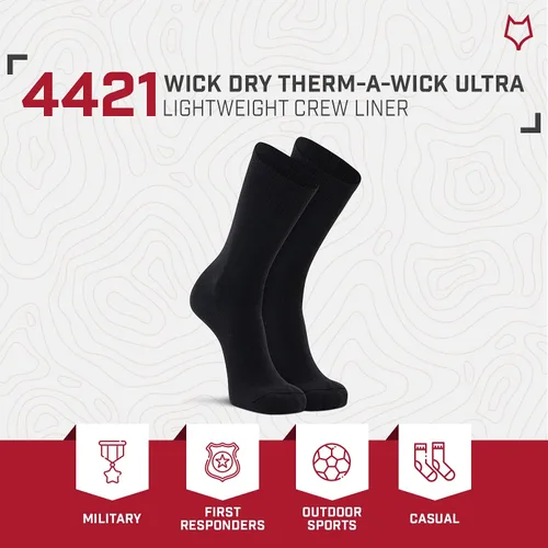 Vista 5 de FoxRiver Men's Dry Therm-a-Wick Ultra-Lightweight Liner Crew Socks