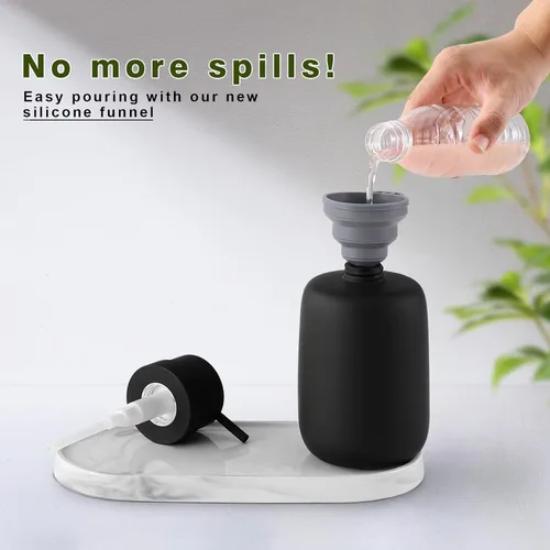 Vista 4 de Dispensador de jabón negro mate para baño, dispensador de jabón de cerámica, dispensador de loción, dispensador de jabón para platos, dispensador