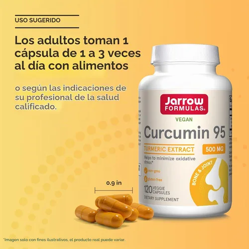 Vista 7 de Curcumin 95 de Jarrow Formulas, CUR120, 1, 1 500 mg, antioxidante y apoyo articular, estandarizado a la curcumina, apoyo contra radicales libres