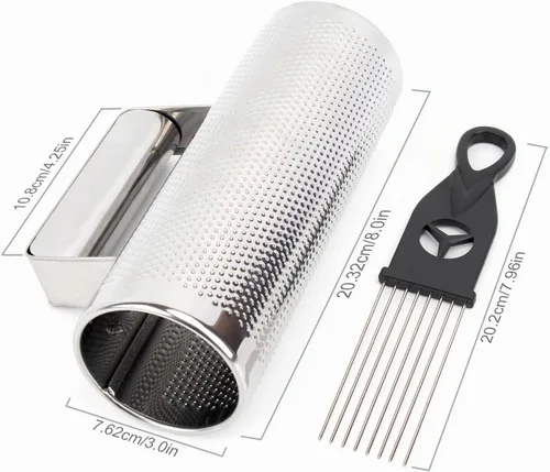 Vista 3 de Metal Guiro Instrumentos Musicales de Percusión de Mano de Acero Inoxidable con Raspador 8" 3