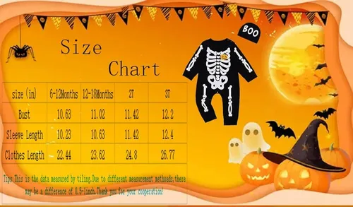 Vista 7 de 2PC Baby Boys Girls Skeleton Halloween Costume Jumpsuit Pumpkin Romper Outfits with Hat