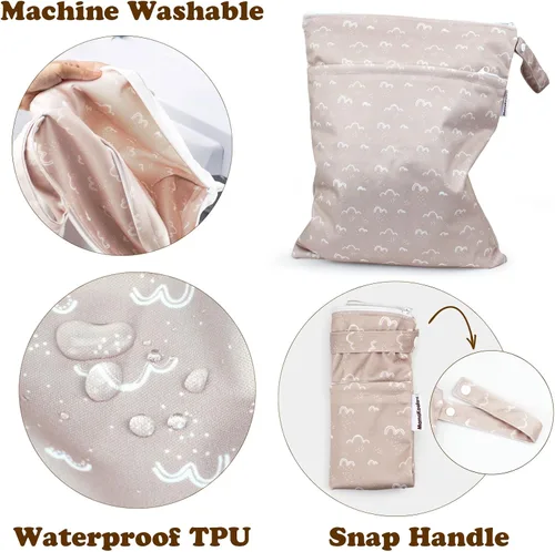 Vista 8 de Mama Koala Pañales de tela para bebé 3.0 con 6 insertos, con 2 bolsas reutilizables para húmedo y seco