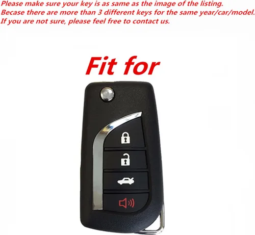 Vista 3 de Cuero 4 Botones Flip Remote Key Fob Case Cover Chain para Toyota Camry RAV4 Highlander Corolla