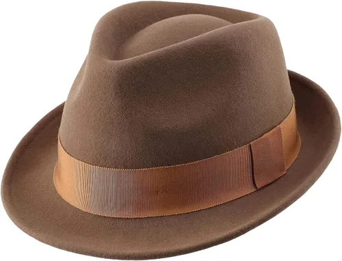 Vista 54 de Home Prefer Sombrero de invierno de fieltro de lana para hombre Sombrero de ala corta Fedora