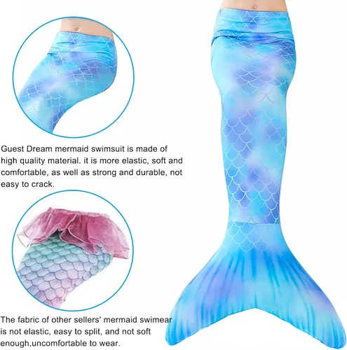 Vista 5 de Mermaid Tails - Traje de baño de princesa para niñas Cerulean