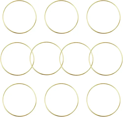 Vista 9 de AUEAR, Paquete de 10 anillos de metal atrapasueños de 2 pulgadas, anillos de macramé para manualidades, manualidades, hogar, color dorado