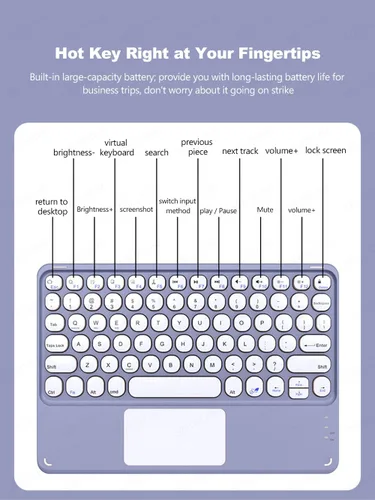Vista 3 de Funda de teclado con panel táctil para Galaxy Tab A8 de 10.5 pulgadas 2022 (SM-X200/X205/X207), funda de teclado inteligente delgada con lindo