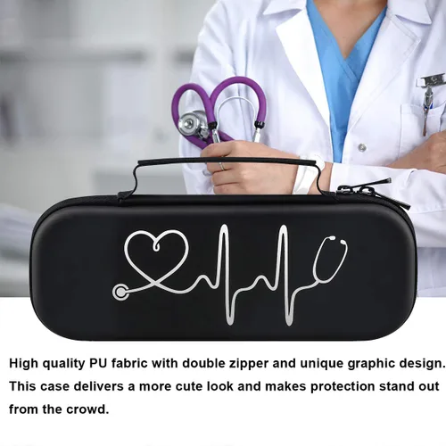 Vista 6 de BOVKE - Estuche para estetoscopio 3M Littmann Classic III, Lightweight II S.E, MDF Acoustica Deluxe, con espacio extra para tijeras para vendas