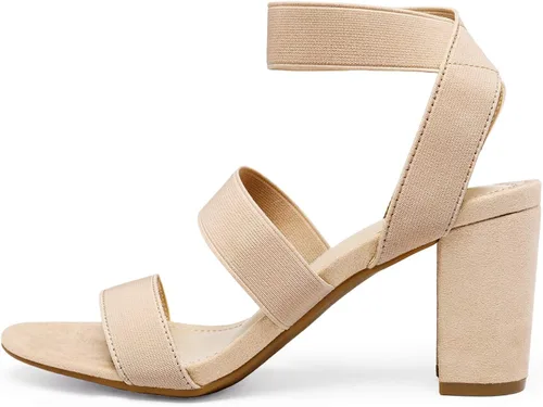 Vista 2 de DREAM PAIRS Sandalias de tacón de vestir con correa elástica alta y gruesa para mujer