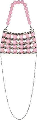 Vista 2 de YUSHINY - Bolso de noche con cuentas acrílicas plateadas, pequeño color WOC con cadena de correa desmontable