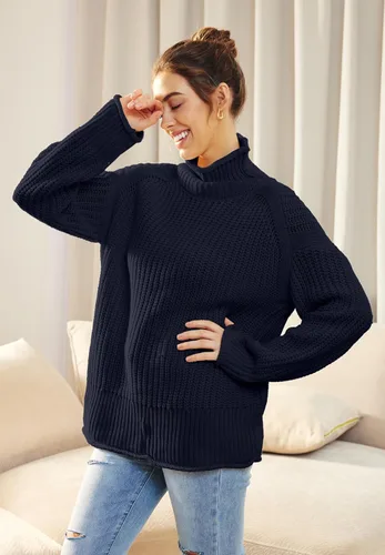 Vista 4 de LILLUSORY Suéteres de invierno de gran tamaño con cuello alto para mujer, suéter de punto cálido y moderno para otoño