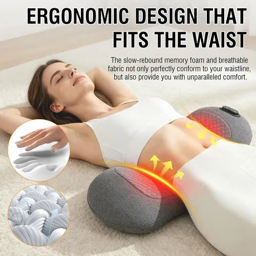 Vista 6 de Almohada de apoyo lumbar inalámbrica, masajeador de espalda baja para aliviar el dolor