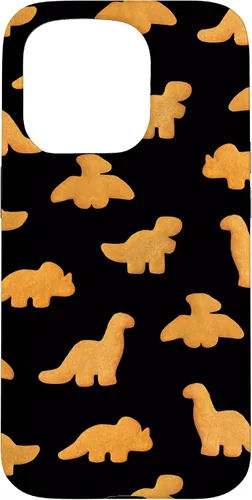 Vista 14 de iPhone 16 Dinos - Patrón de pepitas de pollo Divertida funda negra de dinosaurio realista