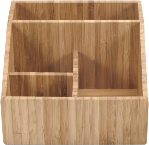 Vista 5 de MobileVision Organizador de productos de oficina de bambú multiusos compacto para escritorio, sostiene blocs de notas, bolígrafos, lápices, tarjetas