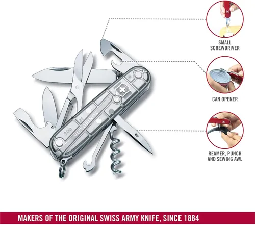Vista 6 de Victorinox Climber Swiss Army Knife, 14 Function Swiss Made Pocket Knife with 2 Blades, Corkscrew and Screwdriver