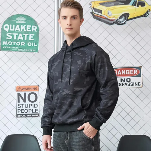 Vista 3 de MANLUODANNI Sudadera con capucha para hombre, casual, de manga larga, con cordón y estampado