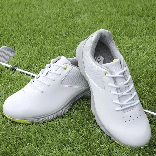 Vista 3 de THESTRON Zapatos de golf para hombre, de malla, transpirables, transpirables, para caminar, jugar golf, 7 picos, tenis de golf