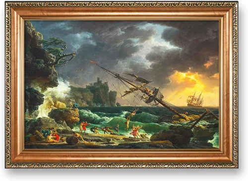 Vista 68 de A&T ARTWORK A Brisk Breeze por Willem van de velde Reproducciones de pintura de velero, impresiones en lienzo giclée para decoración del hogar, 20 x