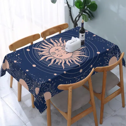 Vista 20 de Cafl Mantel retro con diseño de girasol de los años 70, sin arrugas, para picnic, cocina, vacaciones, comedor, rectangular, poliéster lavable