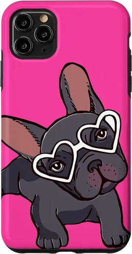Vista 13 de iPhone 16 Francés Bulldog Francés Perro Cachorro Lindo Perro Perro Gafas Caso Mascota