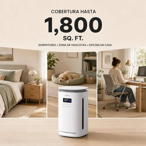 Vista 6 de Provirtec Purificador de aire para mascotas para el hogar con 2 prefiltros