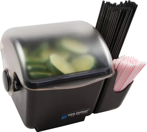 Vista 5 de San Jamar Soporte para condimentos de mini cúpula refrigerable con tapa de cúpula para cocina, bar y restaurantes, plástico, 1 cuarto de galón